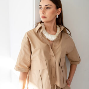 The PERFECT Lyon Cropped Blouse Beige