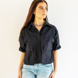 The PERFECT Lyon Cropped Blouse Black